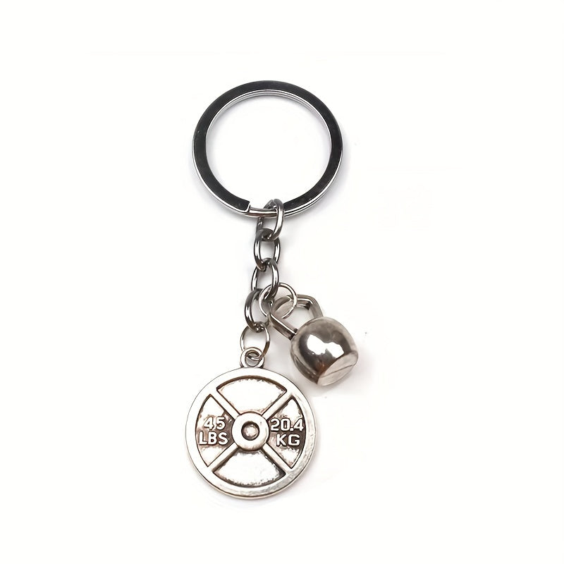 Men's Weight Lifting Keychain Gym Dumbbell Initial Charm Gift