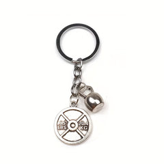 Men's Weight Lifting Keychain Gym Dumbbell Initial Charm Gift