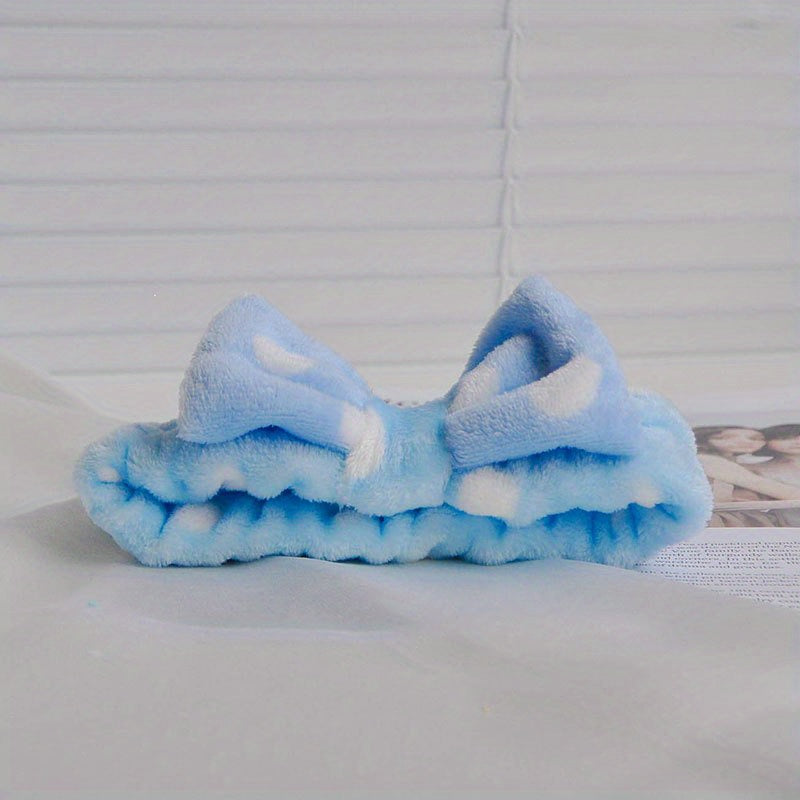 Coral Fleece Headband Bowknot Hair Band for Skincare
