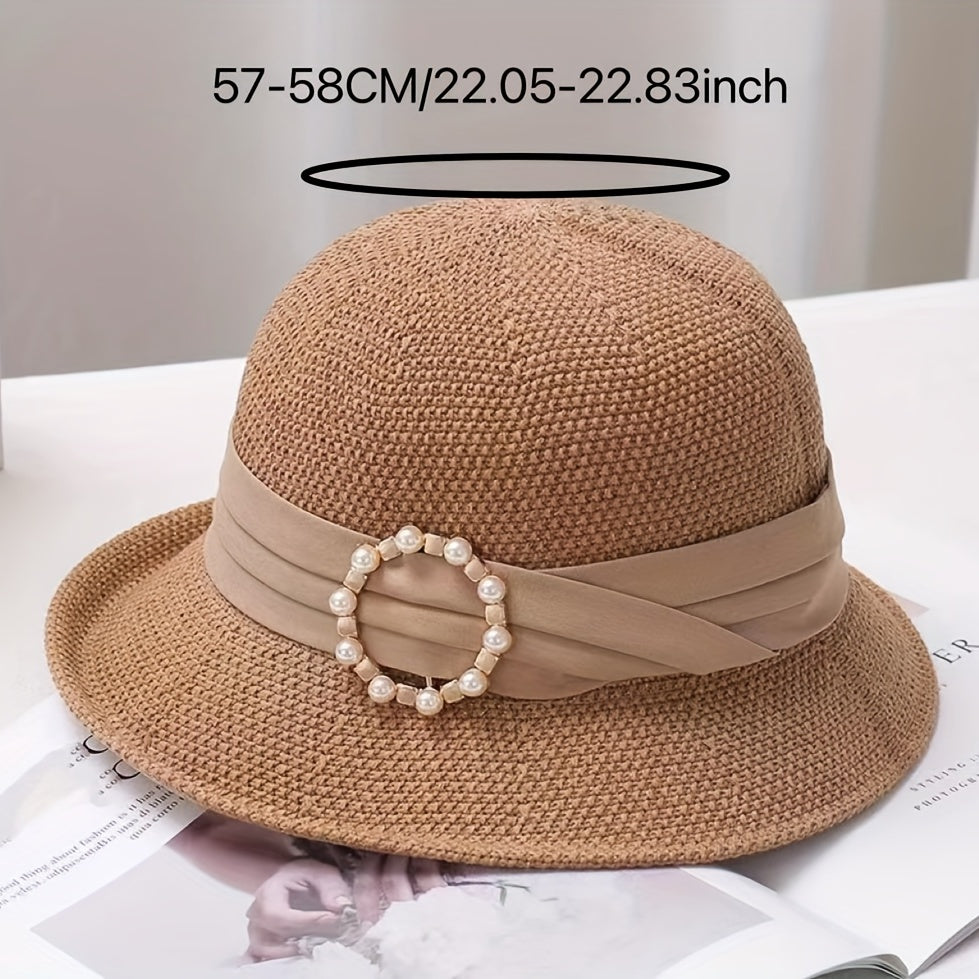Ribbon Decor Bucket Hat Solid Sun Hat For Women