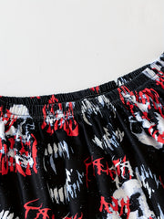 Skull Print Pajama Set Crew Neck Cami Top & Lounge Shorts Women's Sleepwear