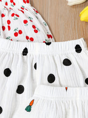 3pcs Print Baby Girl's Shorts Bread Pants Comfy Shorts
