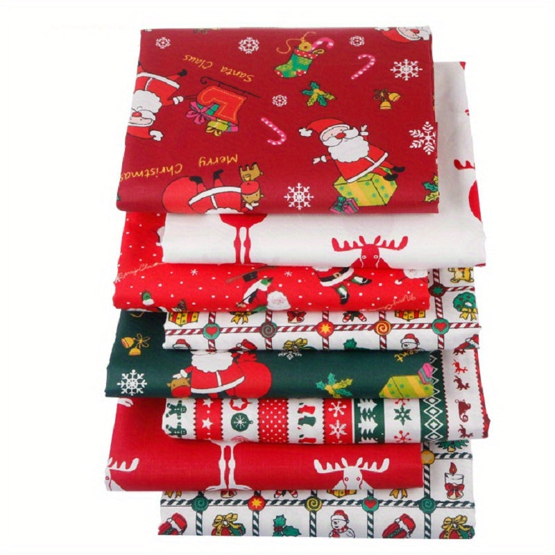 8pcs Christmas Patchwork Fabric 100% Cotton Good Printed DIY Fabric 19 7in