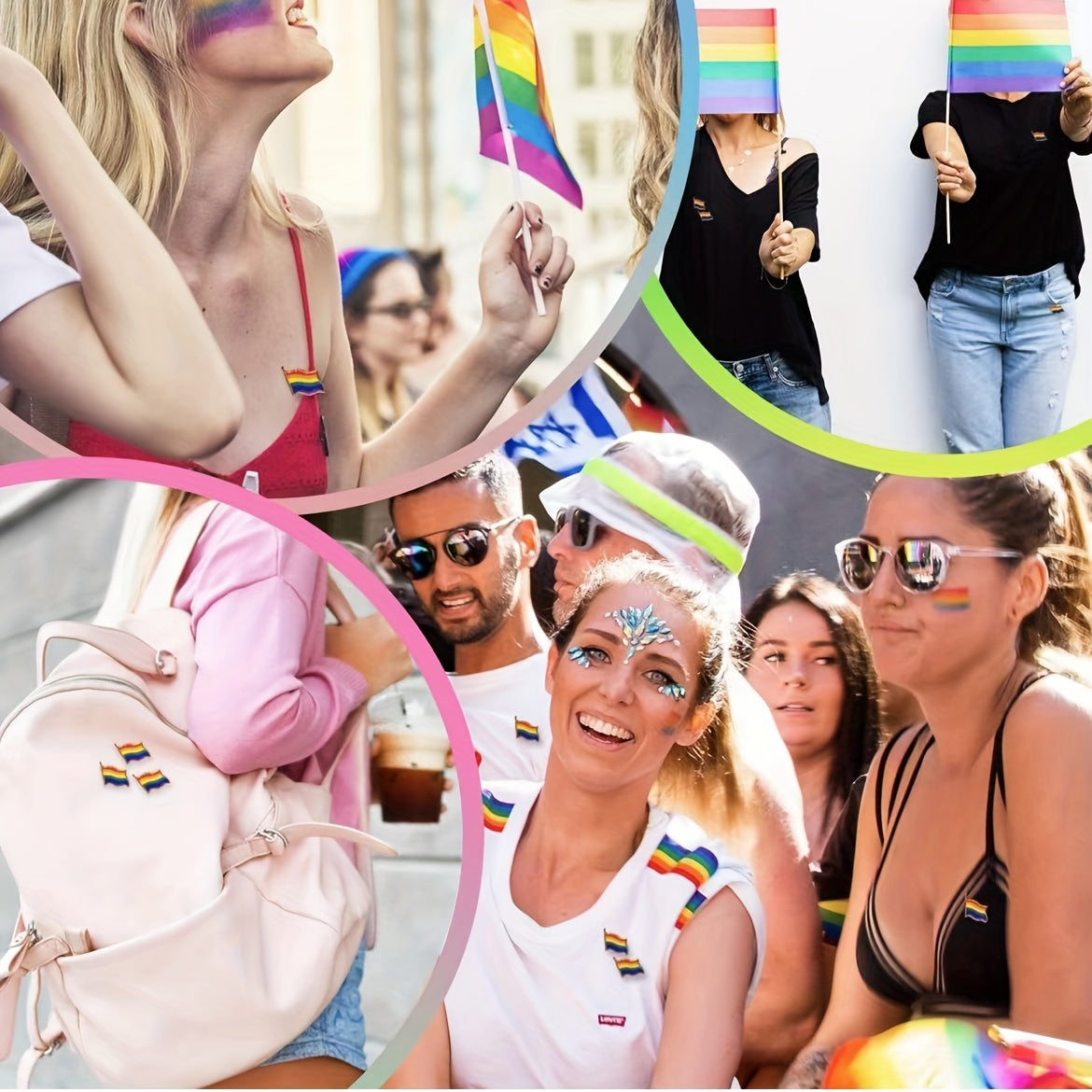 2pcs LGBT Pride Rainbow Flag Brooches Pins for Backpacks