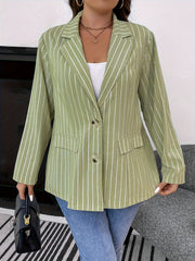  Stripe Print Long Sleeve Blazer