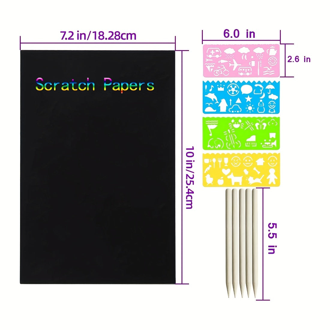 28pcs DIY Magic Ruler Scratch Painting Set Colorful Puzzle Drawing Tools