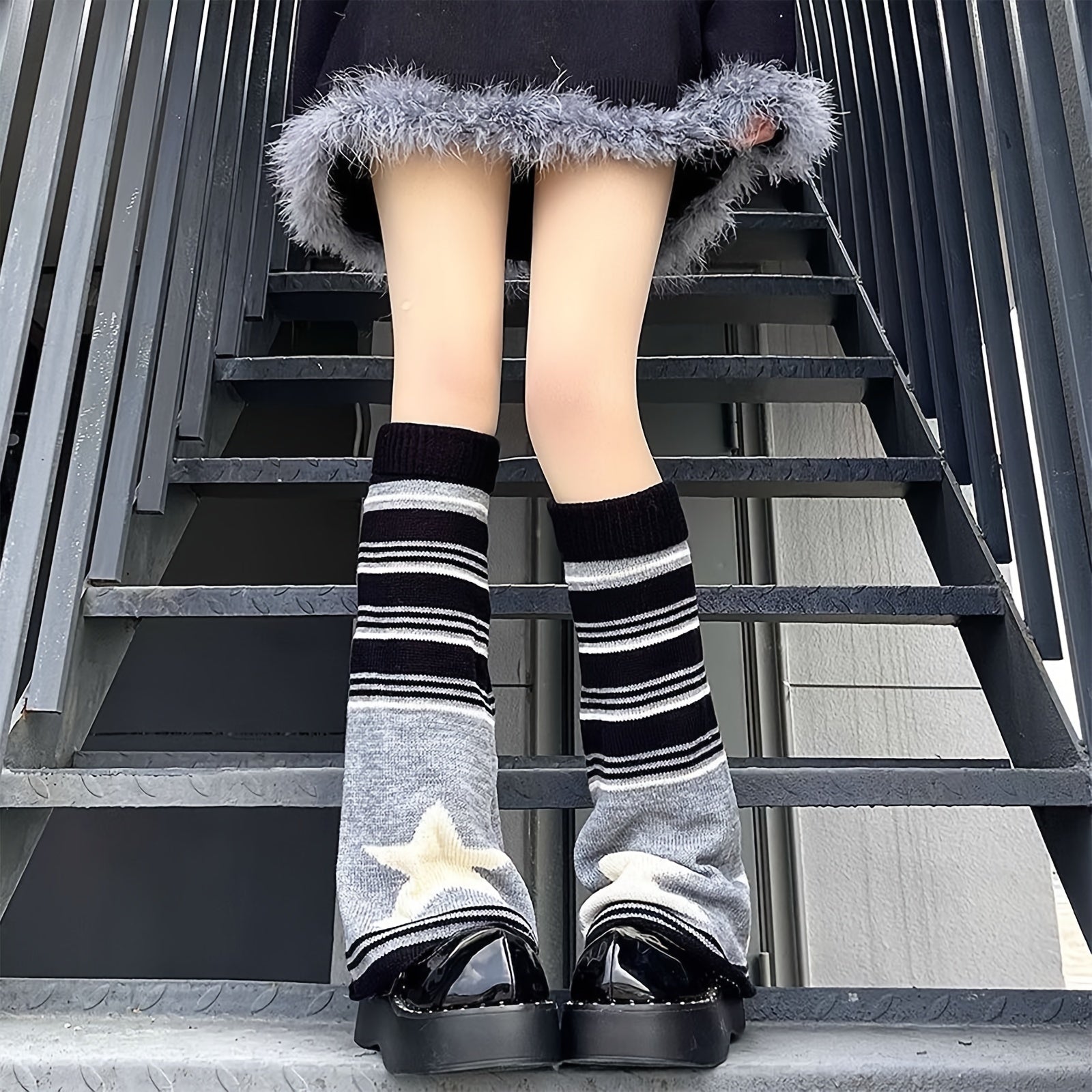 Y2K Style Striped Knee High Socks