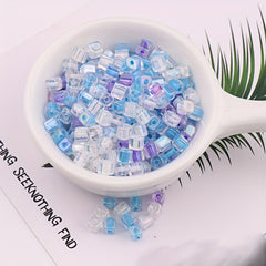 88pcs 4mm Square Fantasy Dyed Heart Glass Beads for DIY Earrings Bracelet