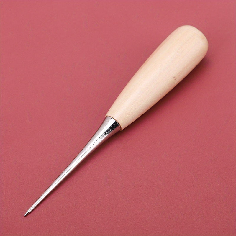 Handheld Hole Puncher Cone Tool Wooden Handle Scratch Cone Needle Punch Leather