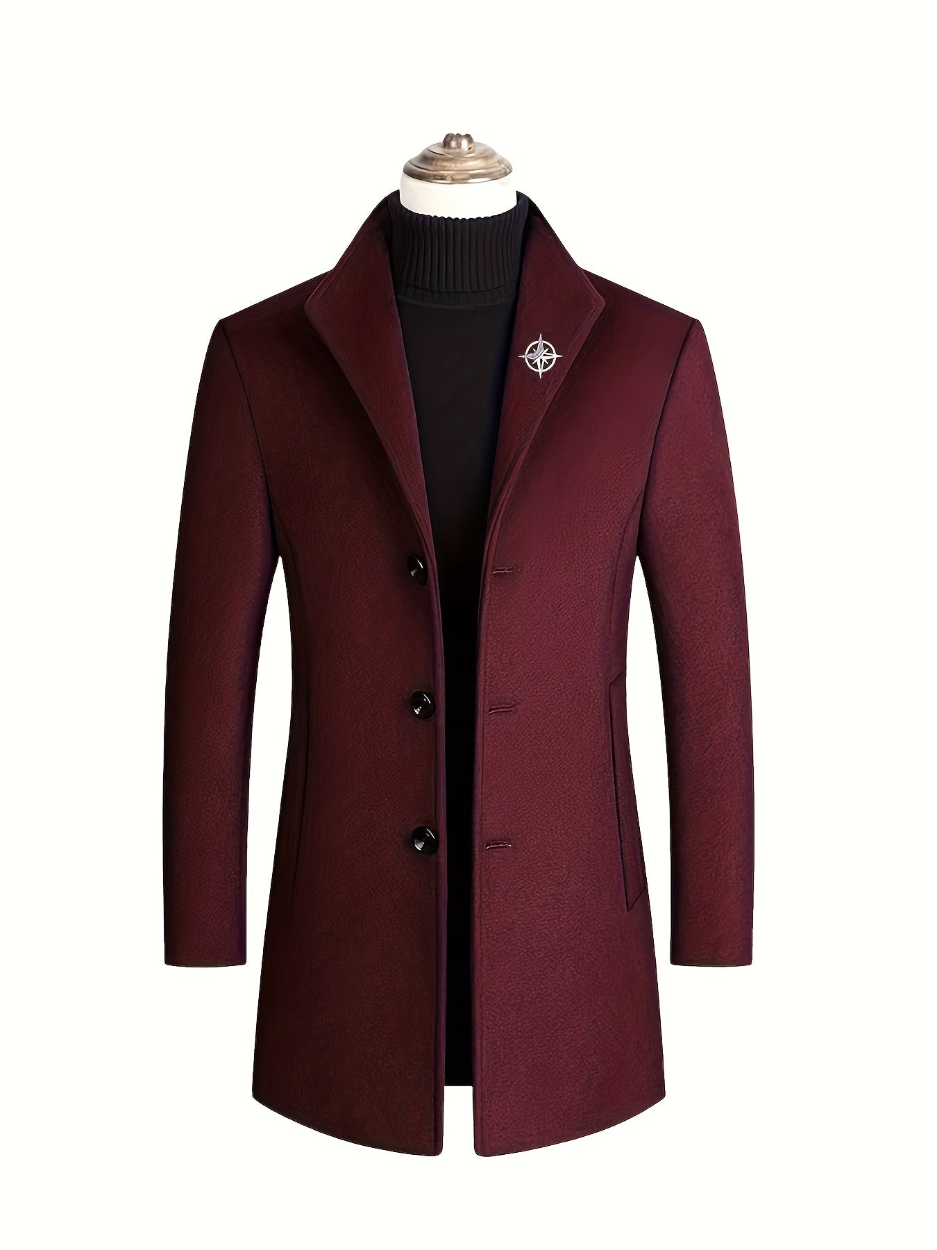 Men's Slim Long Woolen Business Coat