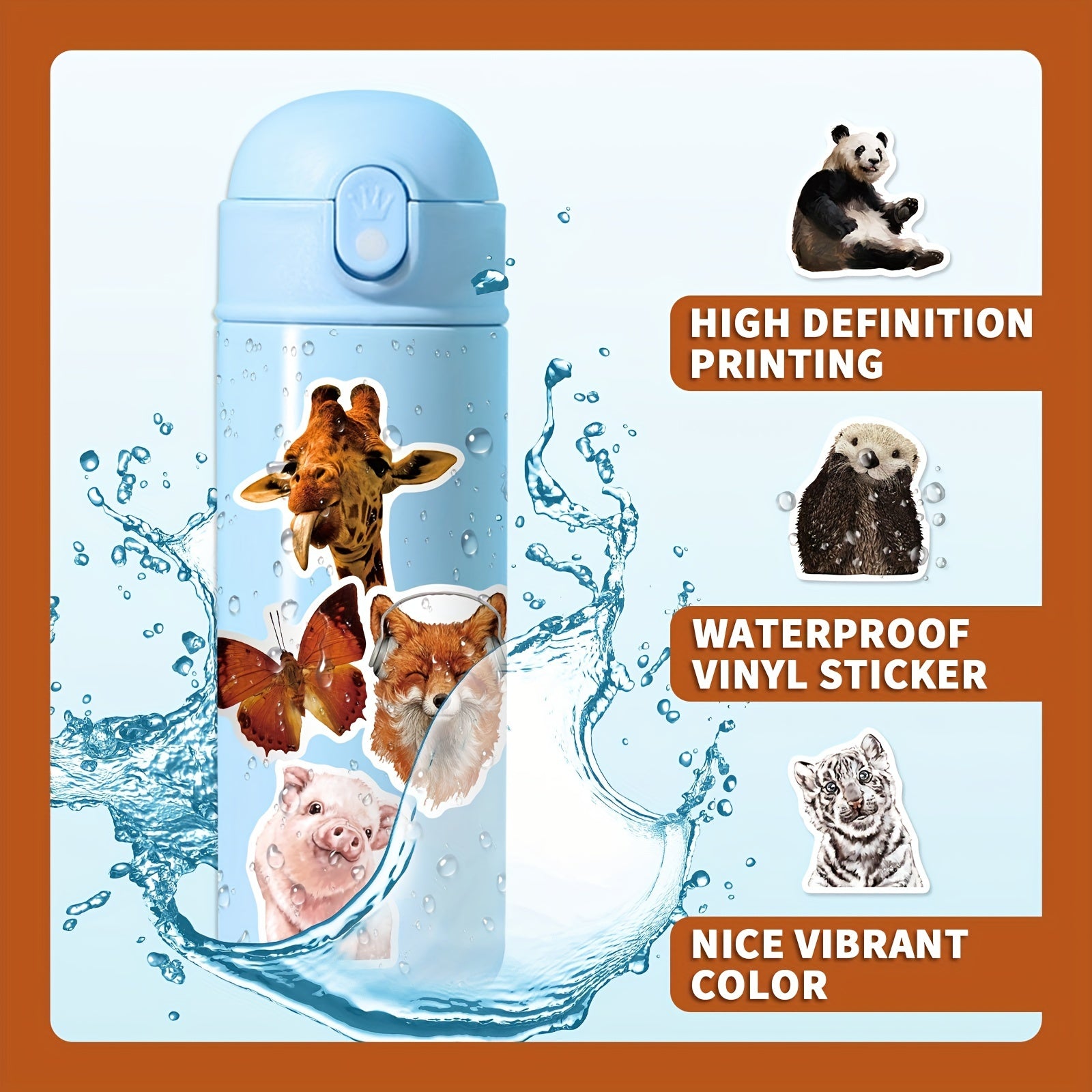 50pcs Animal Documentary Vinyl Waterproof Stickers for Adults