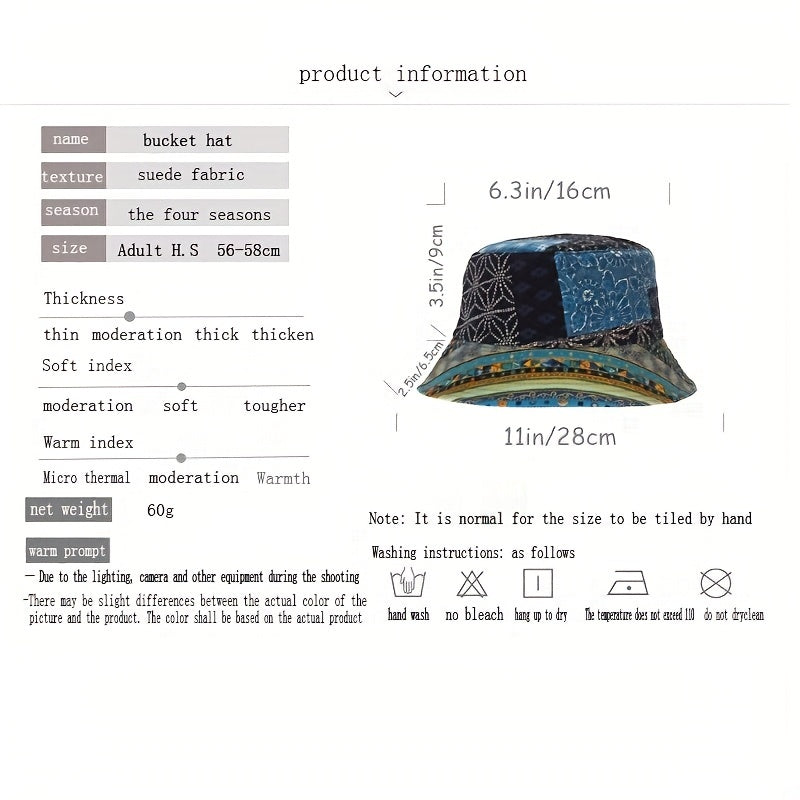 Boho Paisley Print Bucket Hat Lightweight Sunscreen Beach Hat
