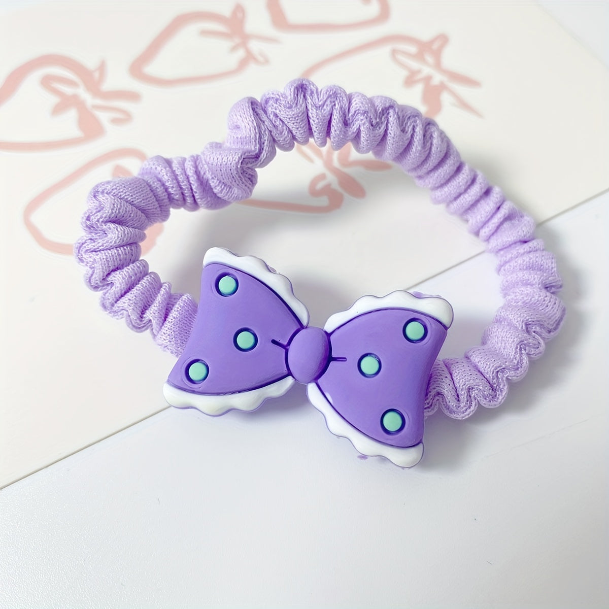 6pcs Candy Scrunchies Bow Hair Tie for Girls