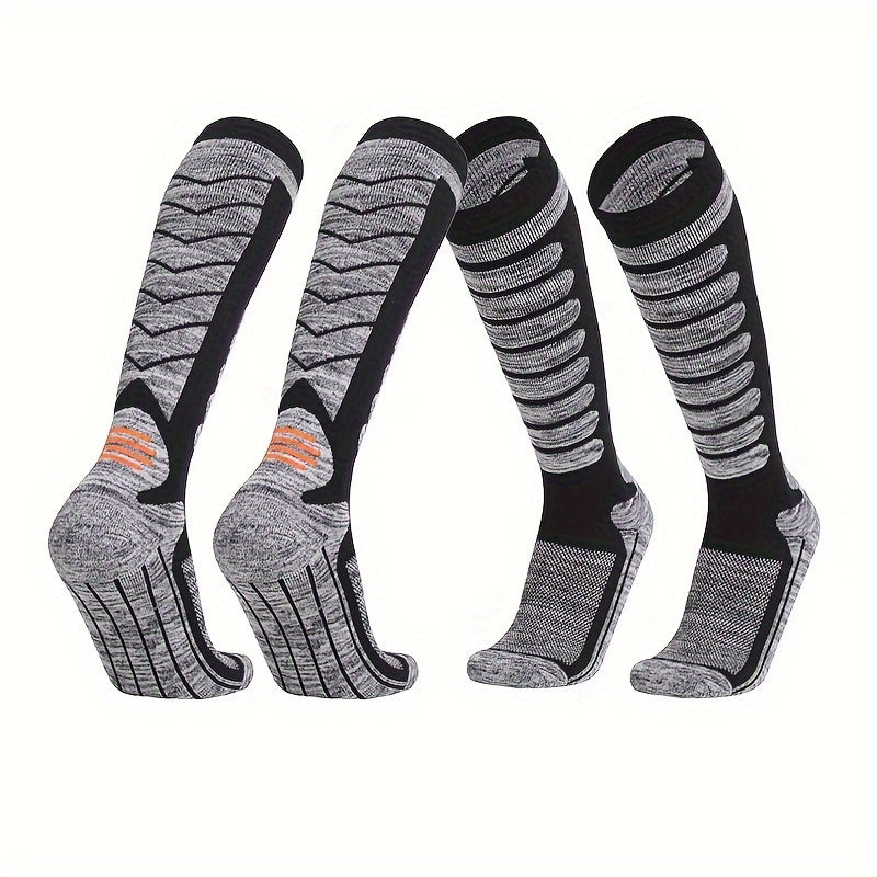 2 Pairs Winter Warm Ski Socks Men Thermal Cotton Blend Heated Crew Socks