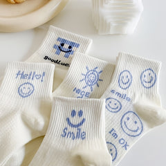 5 Pairs Expression Crew Socks Women's Stockings