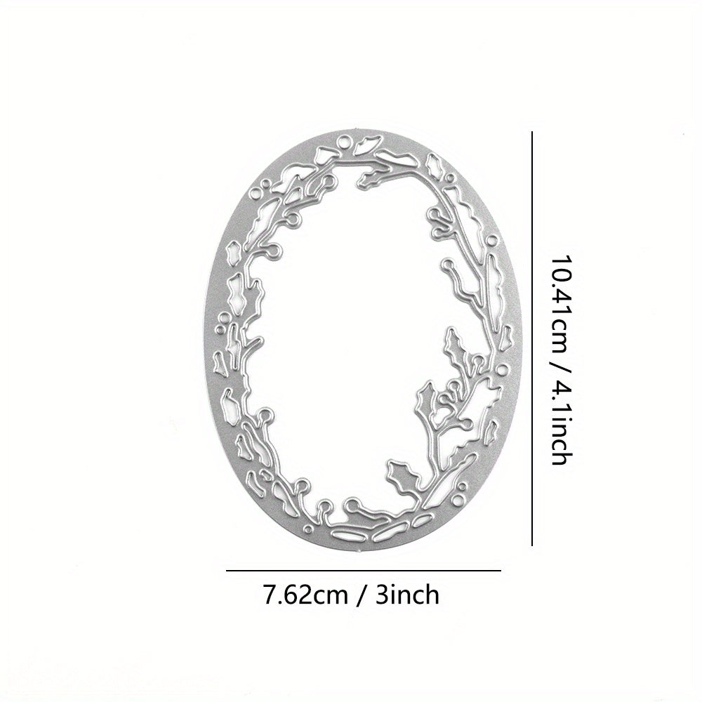 Holly Oval Frame Cutting Dies DIY Scrapbooking Card Making Metal Die Cuts