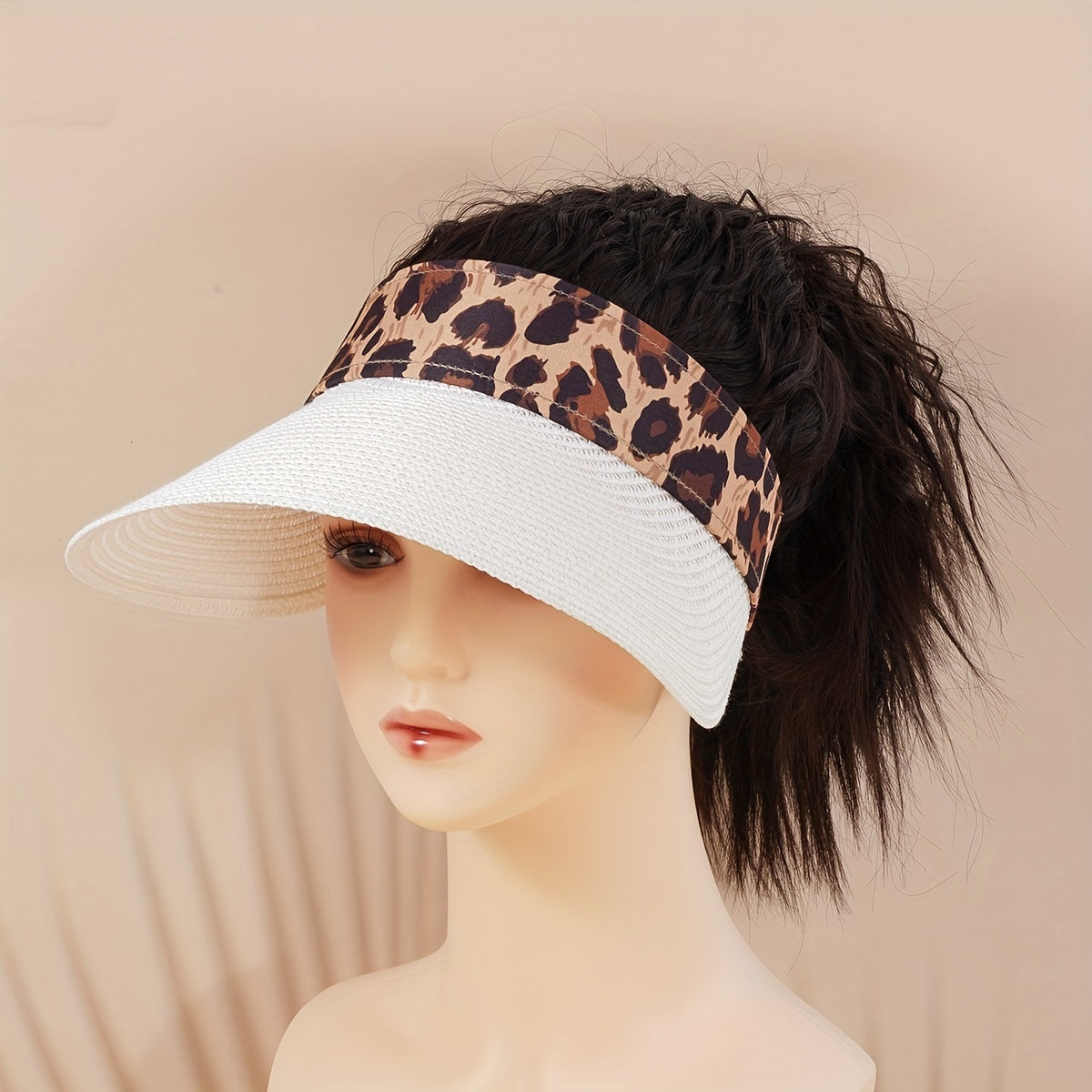 Leopard Block Visor Hat Women UV Protection