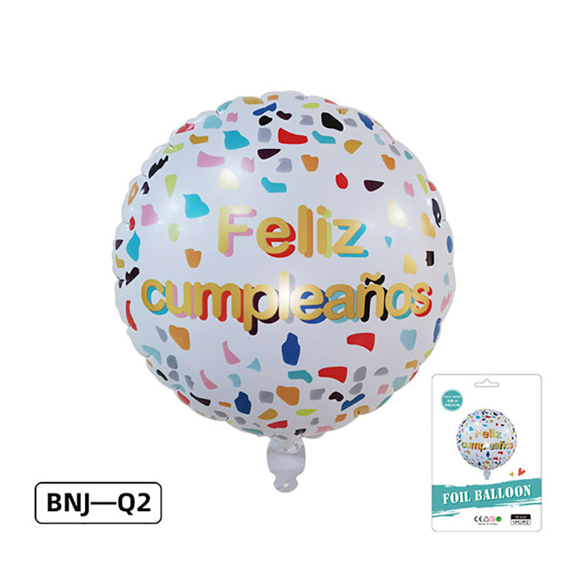 18" Spanish Happy Birthday Round Aluminum Balloon