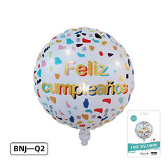 18" Spanish Happy Birthday Round Aluminum Balloon