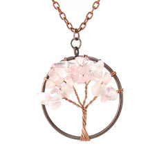 Amethyst Crystal Tree Of Life Necklace Antique Red Copper 3 5MM