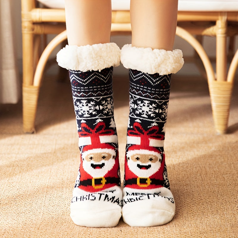 Christmas Winter Socks Non-slip Thick Lambswool Crew Socks