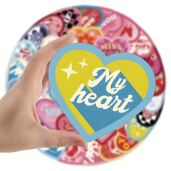 50pcs Love Heart Graffiti Stickers for Suitcases Laptop Helmet Scrapbook DIY