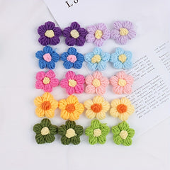 10pcs Crochet Flowers Diy Knitted Woolen Flower Clothing Accessories