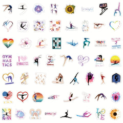 Sunset Gymnastics Sticker Vibrant Silhouette with GYMNASTICS Text