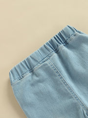 Girls Cherry Embroidered Denim Flare Jeans