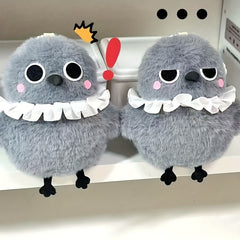2pcs Crow Plush Dolls Fluffy Feathers Stuffed Animal
