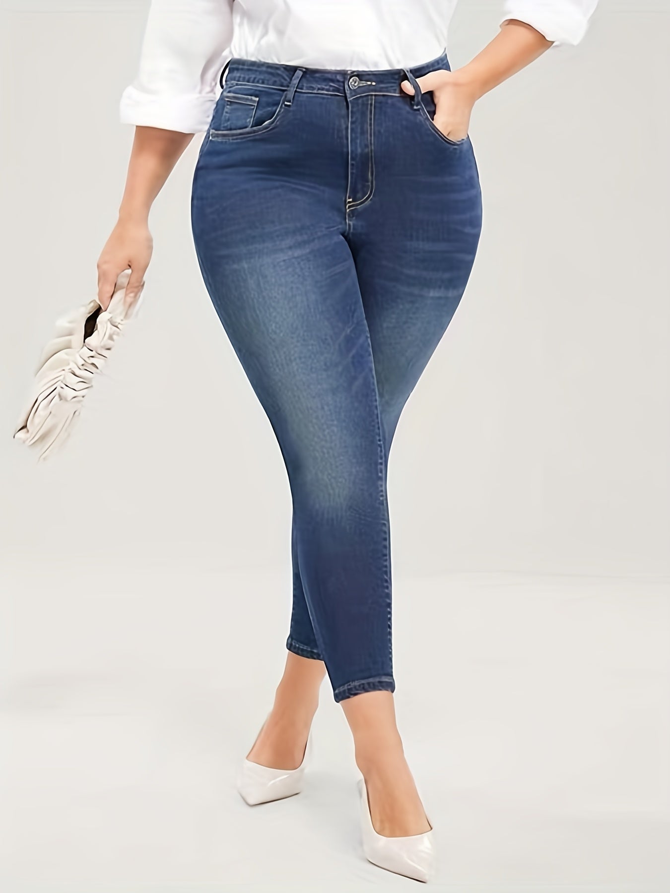  Button Fly Slim Fit High Stretch Jeans With Pockets
