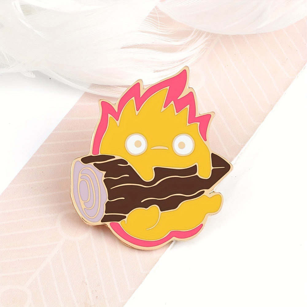 Fire Demon Enamel Brooch Magic Fire Elf Firewood Anime Stuff Badges