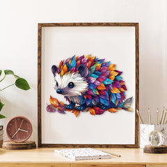 Colorful Hedgehog Wooden Puzzle Irregular Animal Shape Educational Toy