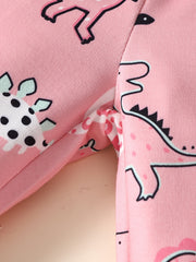 2pcs Baby Girls Dinosaur Print Top & Pant Set Kids Clothes