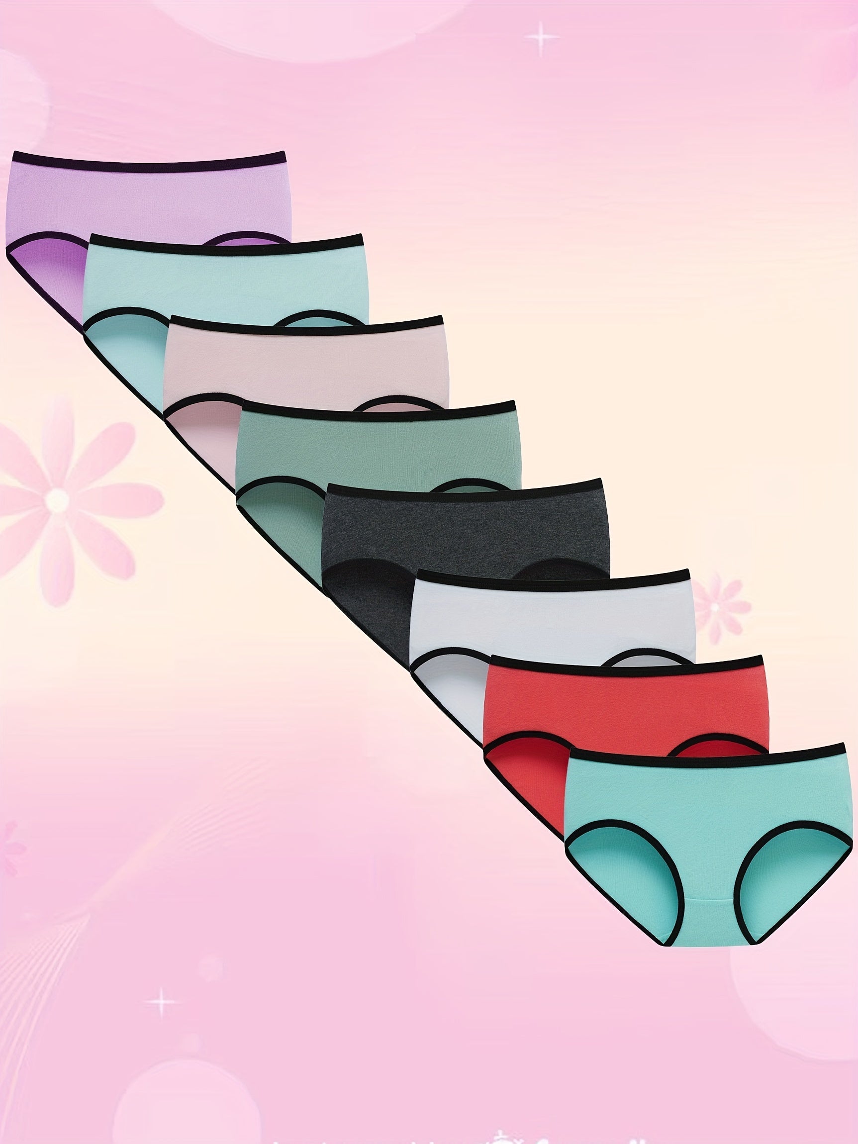 Teen Girls Cotton Brief Panties 8 Pack