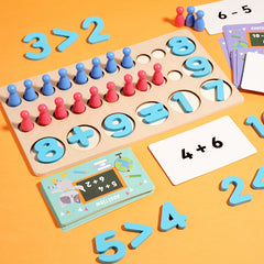 Wooden 20 Tablet Red Math Counter Board Educational Toy