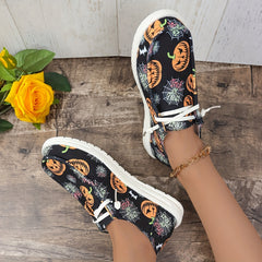 Halloween Pumpkin Pattern Slip On Sneakers Lightweight Comfortable Shoes