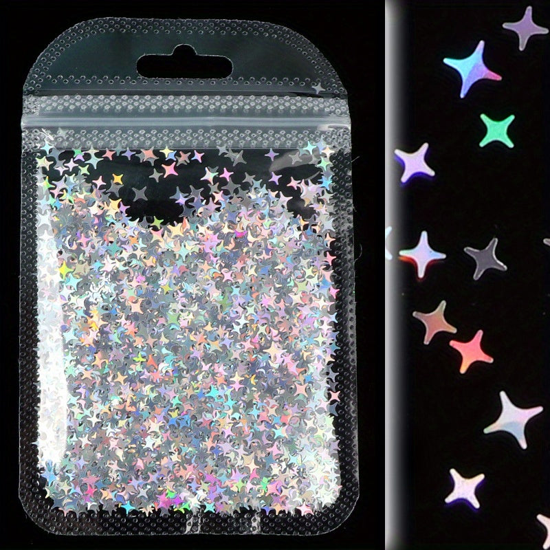Holographic Star Glitter Flakes Resin Fillers Nail Art