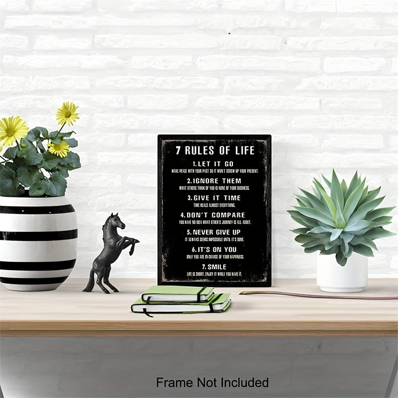 Inspirational Rules of Life Posters 8x10in for Home Office and Classroom Decor
