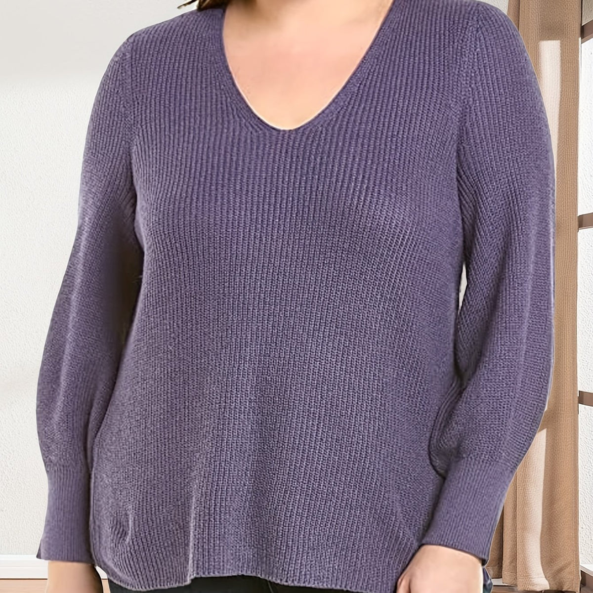  Cable Knit V-Neck Sweater