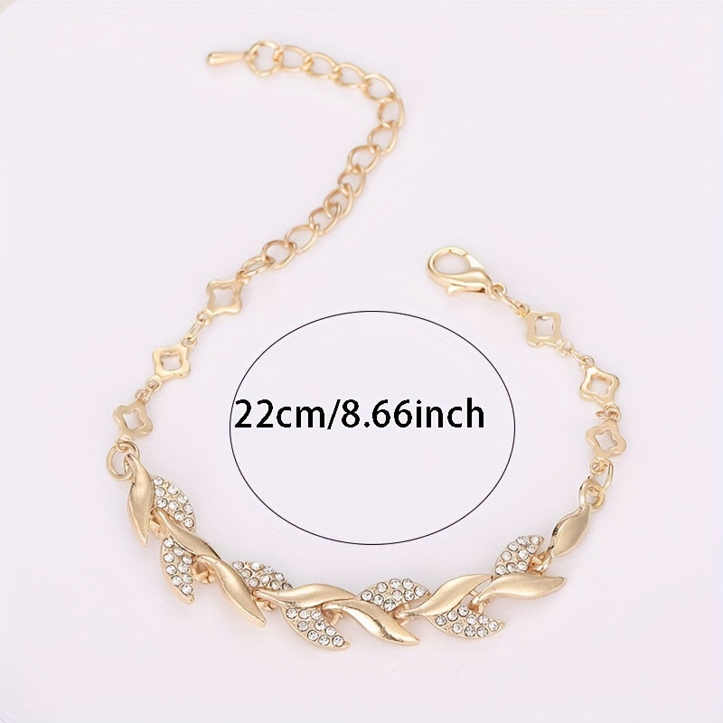 Copper Bangle Bracelet with Zircon Inlay 18K Plated