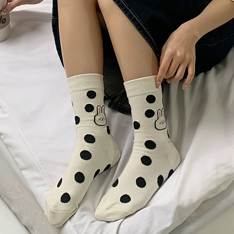 4 Pairs Bunny Print Socks Cute & Comfy Women's Stockings & Hosiery
