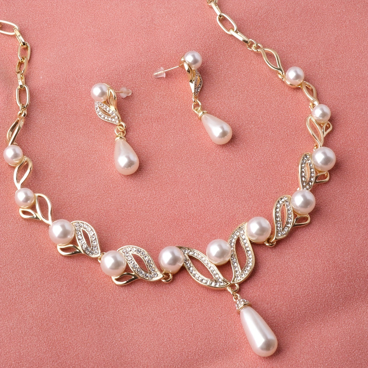 DIY Pearl Necklace Earrings Set Women's Jewelry