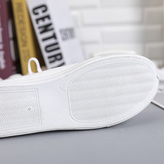 Women's Canvas Lace Up Low Top Sneakers - Casual Round Toe Flat Shoes