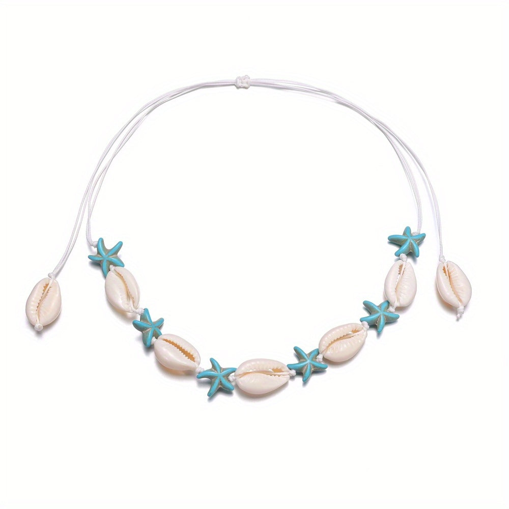 Vintage Braided Shell Ladies Necklace Summer Beach Style Neck Jewelry