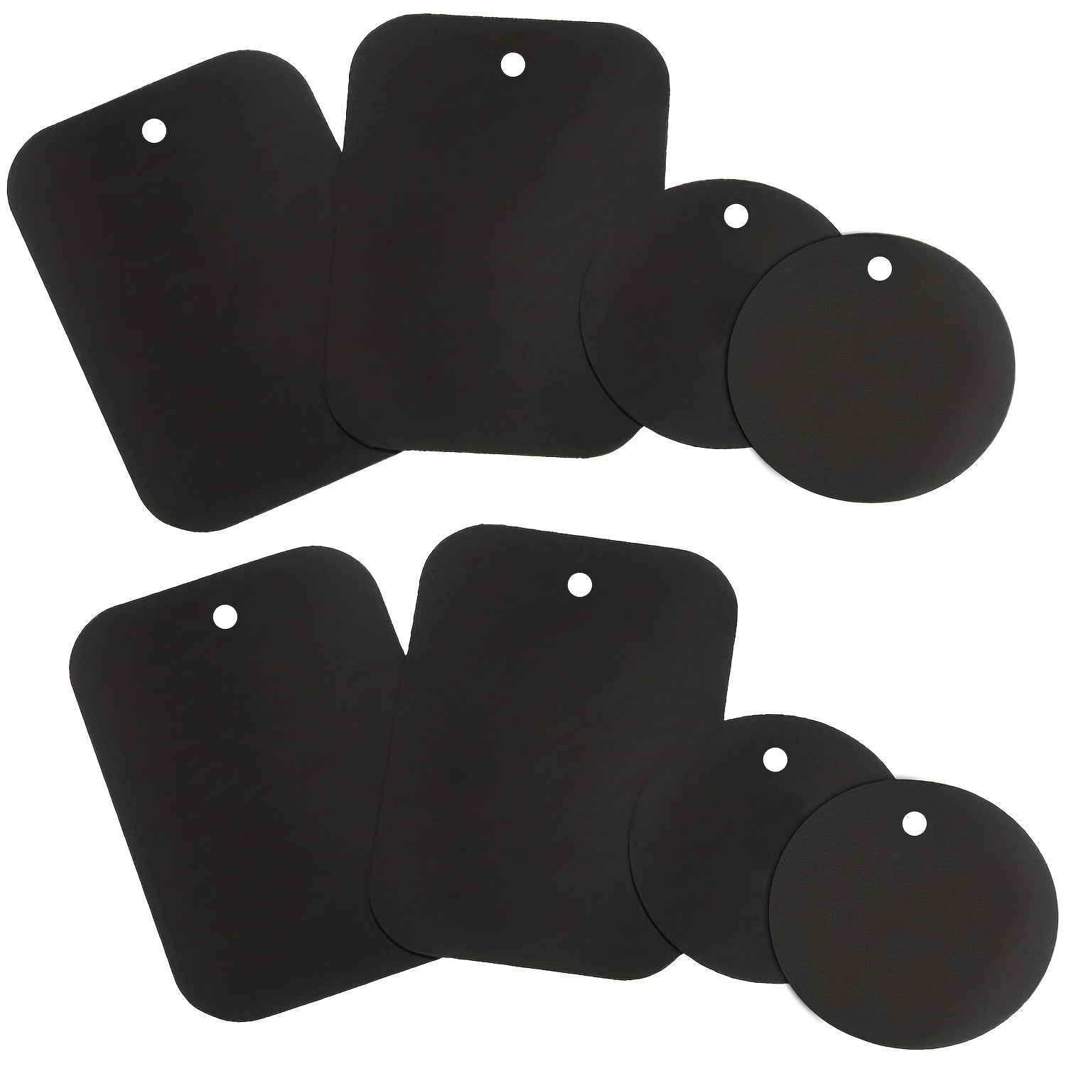 Metal Plates 8 Pack w/ Adhesive for Magnetic Mounts, Rectangle & Round