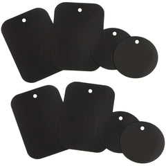 Metal Plates 8 Pack w/ Adhesive for Magnetic Mounts, Rectangle & Round