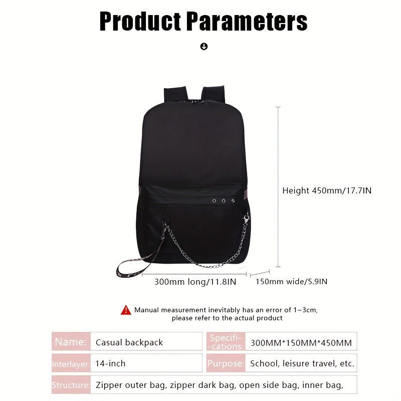 Large Capacity Travel Backpack Canvas Laptop Daypack Charging Port