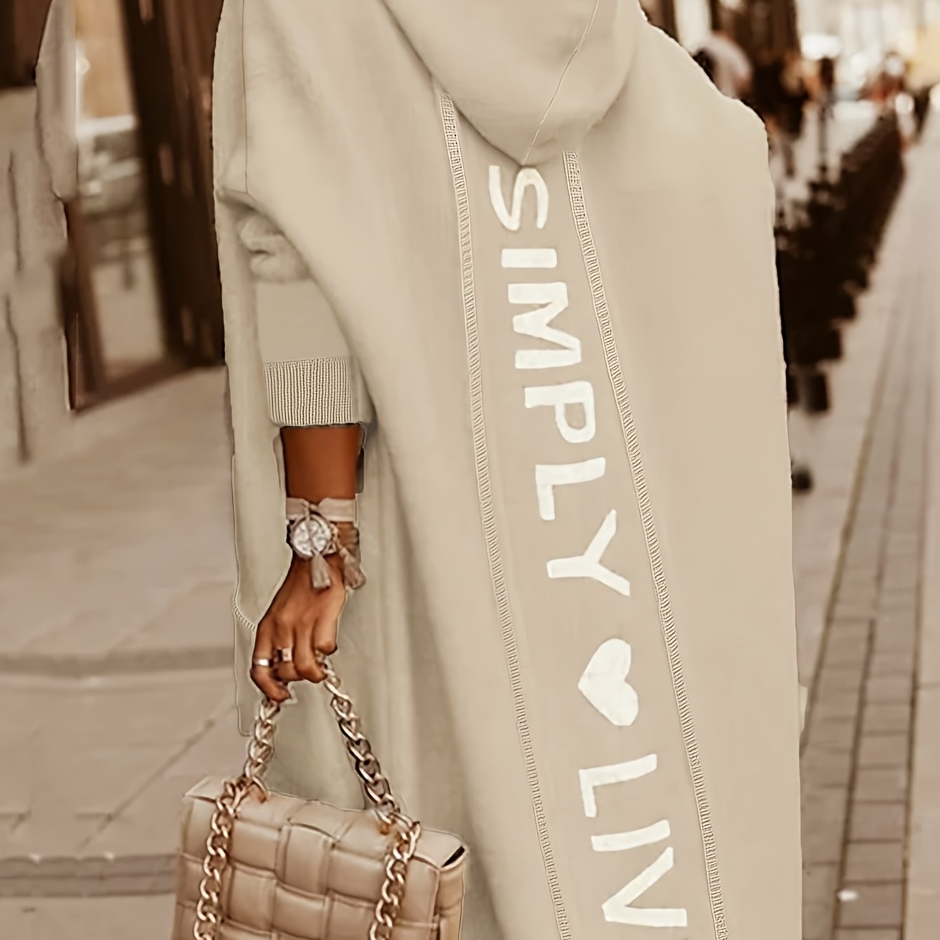 Women's Plus Letter & Heart Print Hooded Cardigan