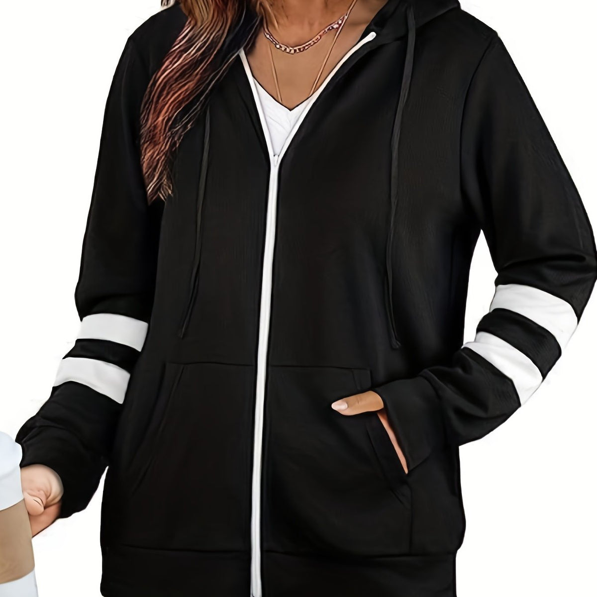 Zip Up Pocket Hoodie Long Sleeve Women's Sweatshirt
